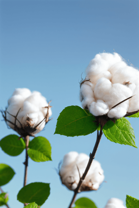 创意秋季白色的成熟棉花农作物植物家纺原料摄影图