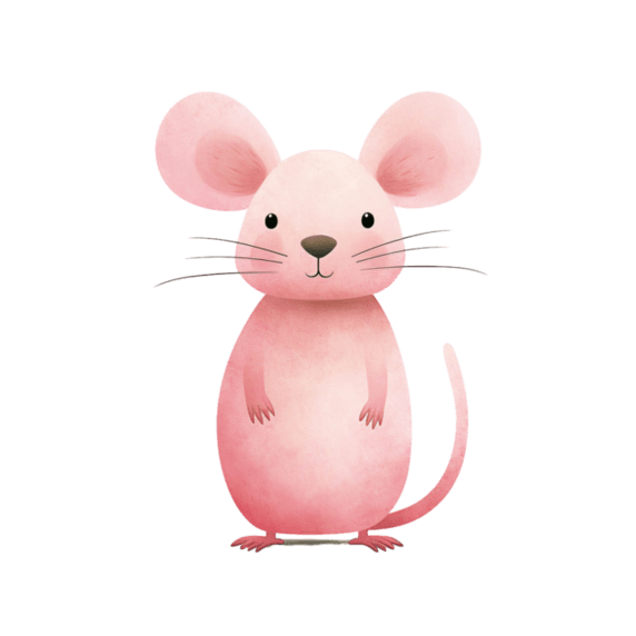卡通动物绘画粉色老鼠元素免抠图案