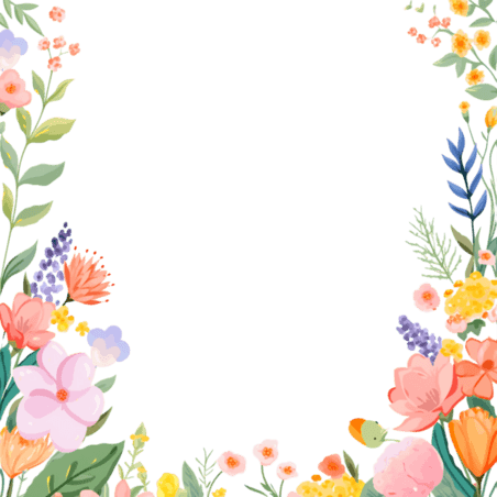 创意春天花草植物卡通手绘边框免抠元素