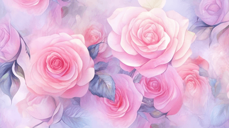 创意清新春天浪漫情人节粉色水粉质感玫瑰背景