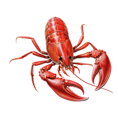 创意生鲜水产卡通红色龙虾元素免抠图案