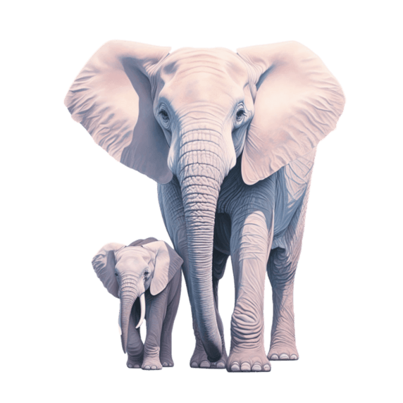 创意艺术水彩动物卡通白色大象元素免抠图案