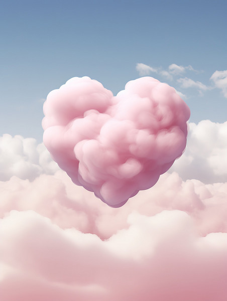 创意粉红色心形云情人节天空云朵爱心13