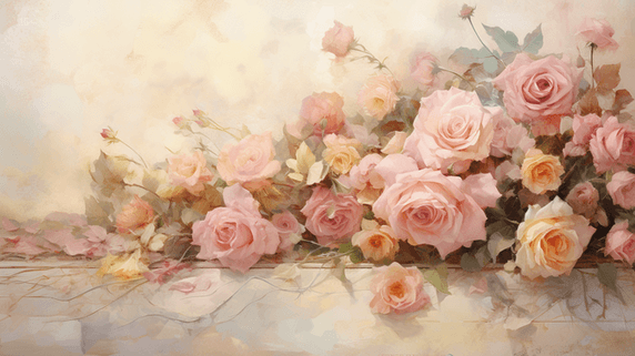 创意唯美浪漫粉色玫瑰花水彩花瓣七夕情人节插画8