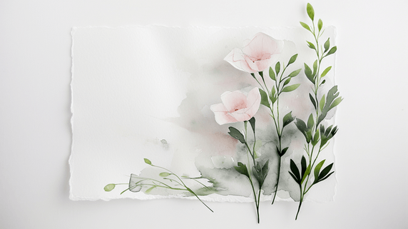 创意简约白色水彩春天植物花朵背景图6
