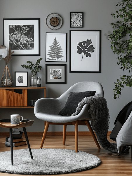 创意家居椅子床灰色背景墙古舒适
