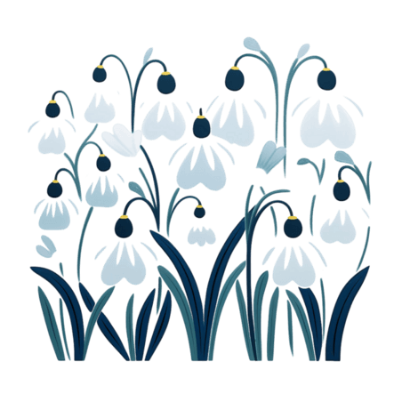创意卡通植物花朵白色雪兰花元素免抠图案