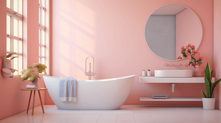创意3浪漫粉色系情人节家庭浴室简约室内装修卫浴