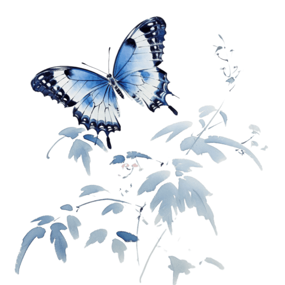 创意水墨水彩昆虫素材美丽蝴蝶元素春天惊蛰