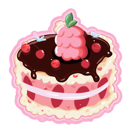 创意绘画情人节甜点草莓蛋糕元素免抠图案