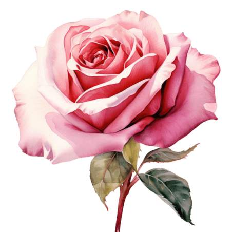 创意简单美丽花朵元素粉色玫瑰花水彩植物免抠图案