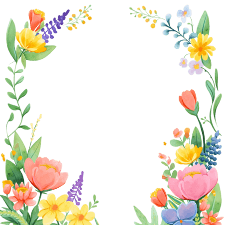 创意免抠元素春天植物花草边框手绘