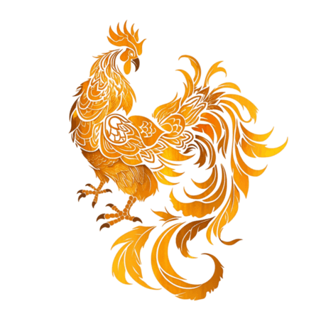 金色纹理动物剪纸风创意十二生肖公鸡金箔手绘元素