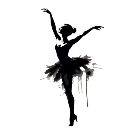 创意女人剪影水墨风跳舞纹理芭蕾影子元素免抠图案