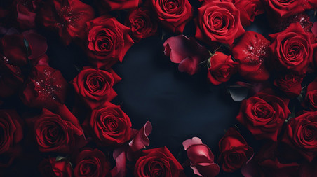 创意情人节浪漫花瓣红玫瑰花瓣平铺图背景