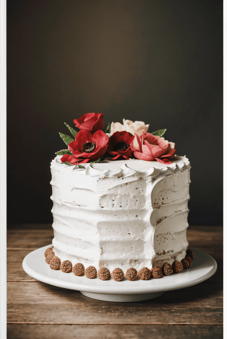 创意一个奶油生日蛋糕摄影图照片