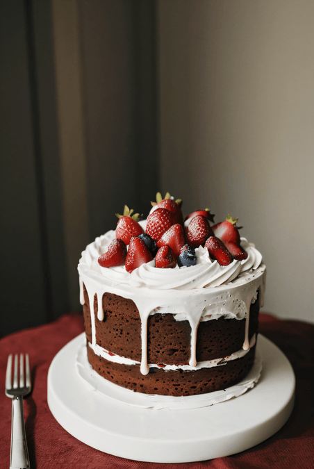创意一个草莓奶油生日蛋糕摄影图片4