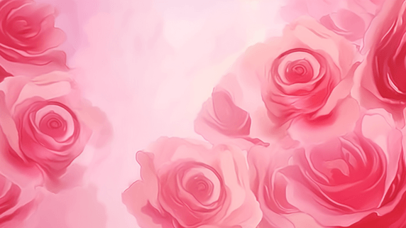 创意清新春天粉色水粉质感玫瑰情人节背景图