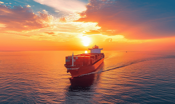 创意航运海运夕阳物流国际集装箱船舶货物货机