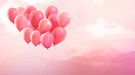 创意唯美粉色系气球情人节简约背景插画17