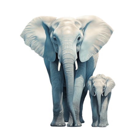 创意真实白色大象水彩动物卡通小象元素免抠图案