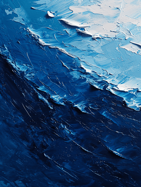 创意蓝色墙面腻子浮雕壁画海洋肌理画油画背景图9
