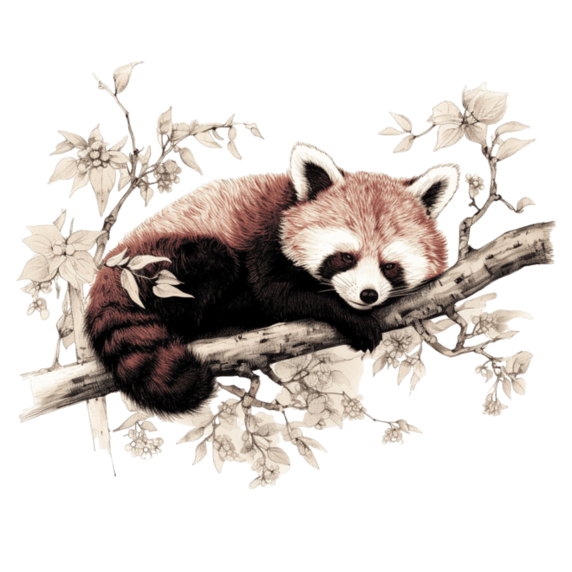 创意质感可爱小熊猫卡通水彩水墨动物元素免抠图案