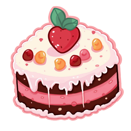 创意ai草莓蛋糕甜点生日元素免抠图案