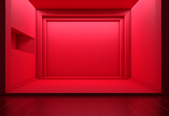 创意红色现代感边框造型情人节几何房间背景