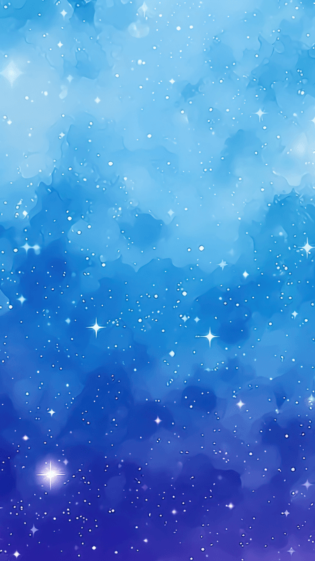 创意卡通手绘水彩星空天空蓝色闪光背景