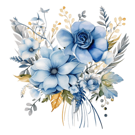创意特色水彩蓝色花朵春天蓝色花束元素免抠图案
