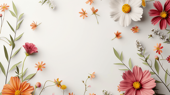 创意简约花朵春天植物花瓣平铺摆放的背景图13