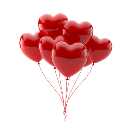 创意2月14日情人节红色气球爱心装饰素材