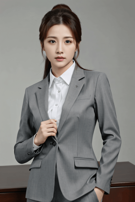 创意商务职场女性灰色西装职场女性亚洲人像
