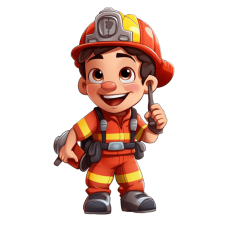 卡通职业人物消防员小朋友元素免抠图案