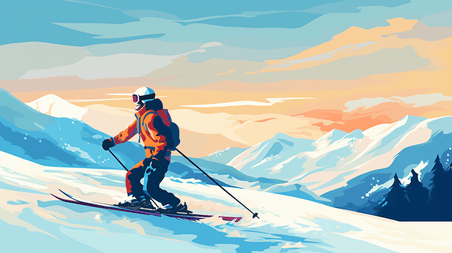 创意滑雪运动人像冬季运动体育竞技比赛