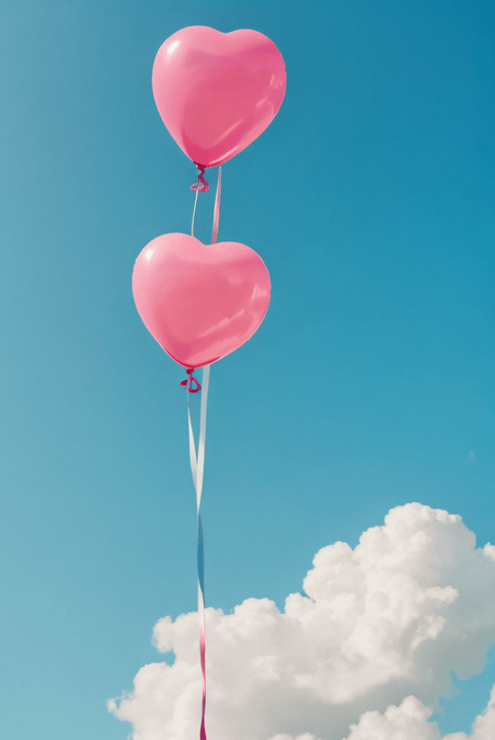 创意粉色浪漫文艺浪漫天空情人节气球摄影配图5