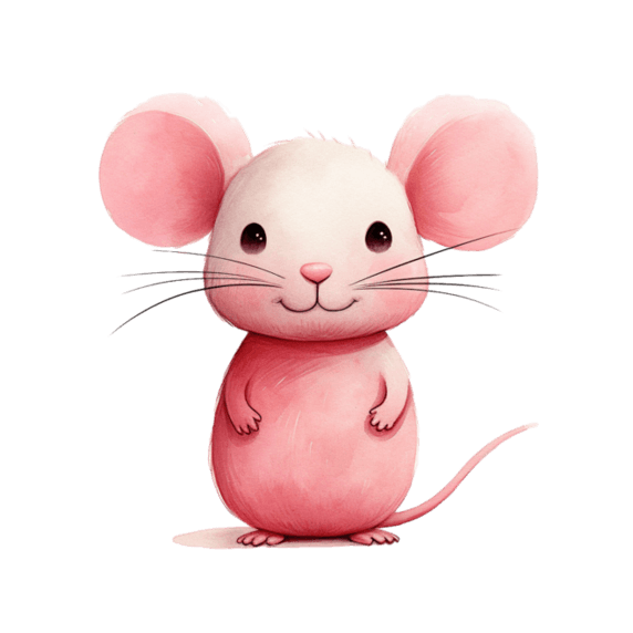 创意图形粉色老鼠元素免抠图案卡通动物