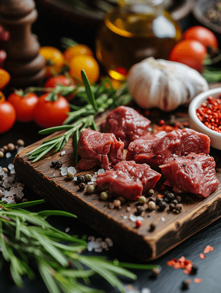 创意新鲜牛肉食材材料特写生鲜烤肉西餐牛排美食