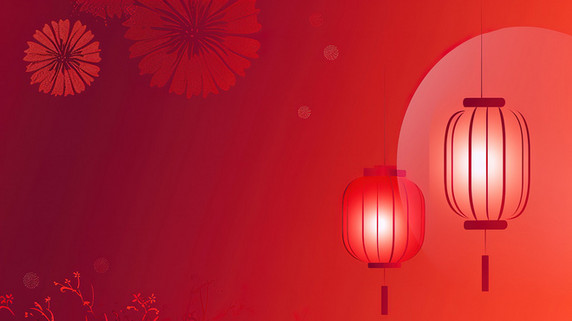 创意红色春节中国灯笼和烟花背景图