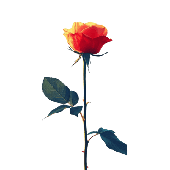 创意情人节橘色玫瑰花蔷薇花植物免抠素材可爱png