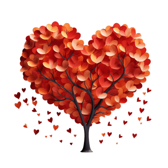 情人节植物树木创意爱心树元素免抠图案