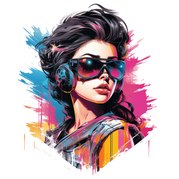 创意人物赛博朋克个性美女元素免抠图案