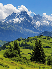 创意阿尔卑斯山风景高山雪山优美旅游