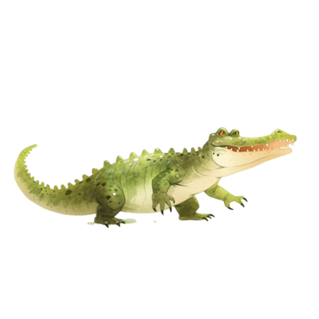 创意素材绿色鳄鱼元素立体免抠图案