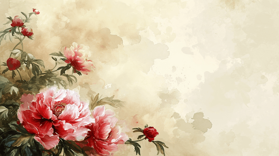 创意中国国画手绘艺术牡丹花朵水墨中国风的插画2