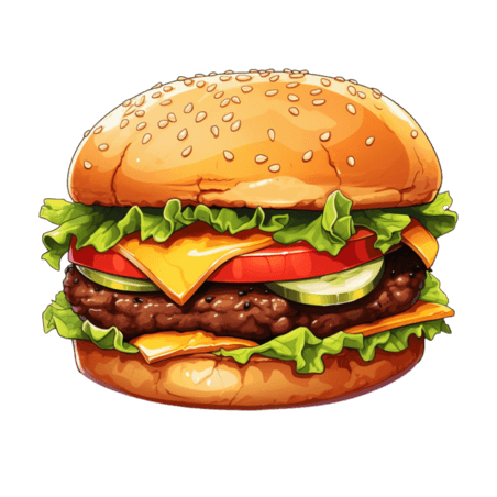 创意写实西餐汉堡包快餐食品元素免抠图案
