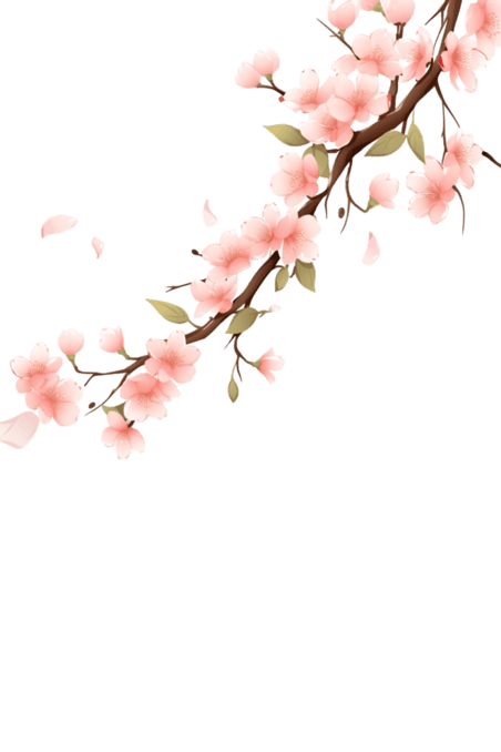 创意植物春天盛开的樱花枝元素手绘桃花树枝