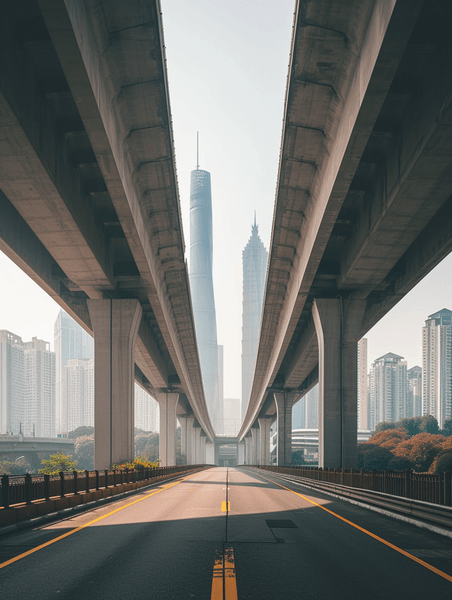 创意上海高架的路中交通运输高架桥立交桥