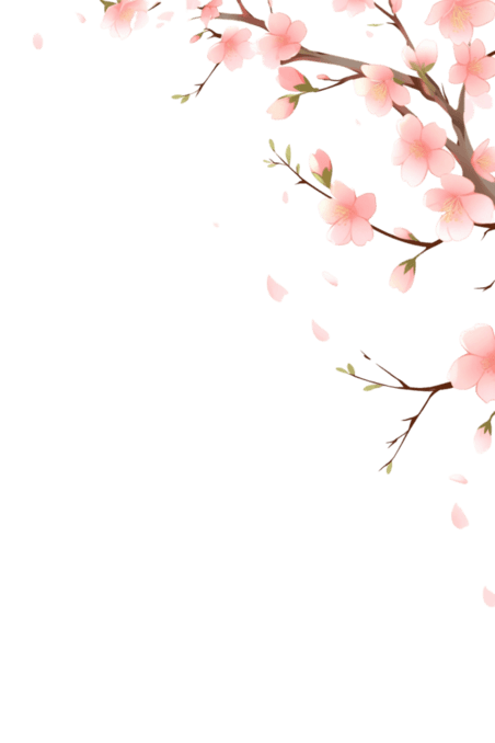 创意盛开的樱花春天枝手绘元素桃花树枝植物
